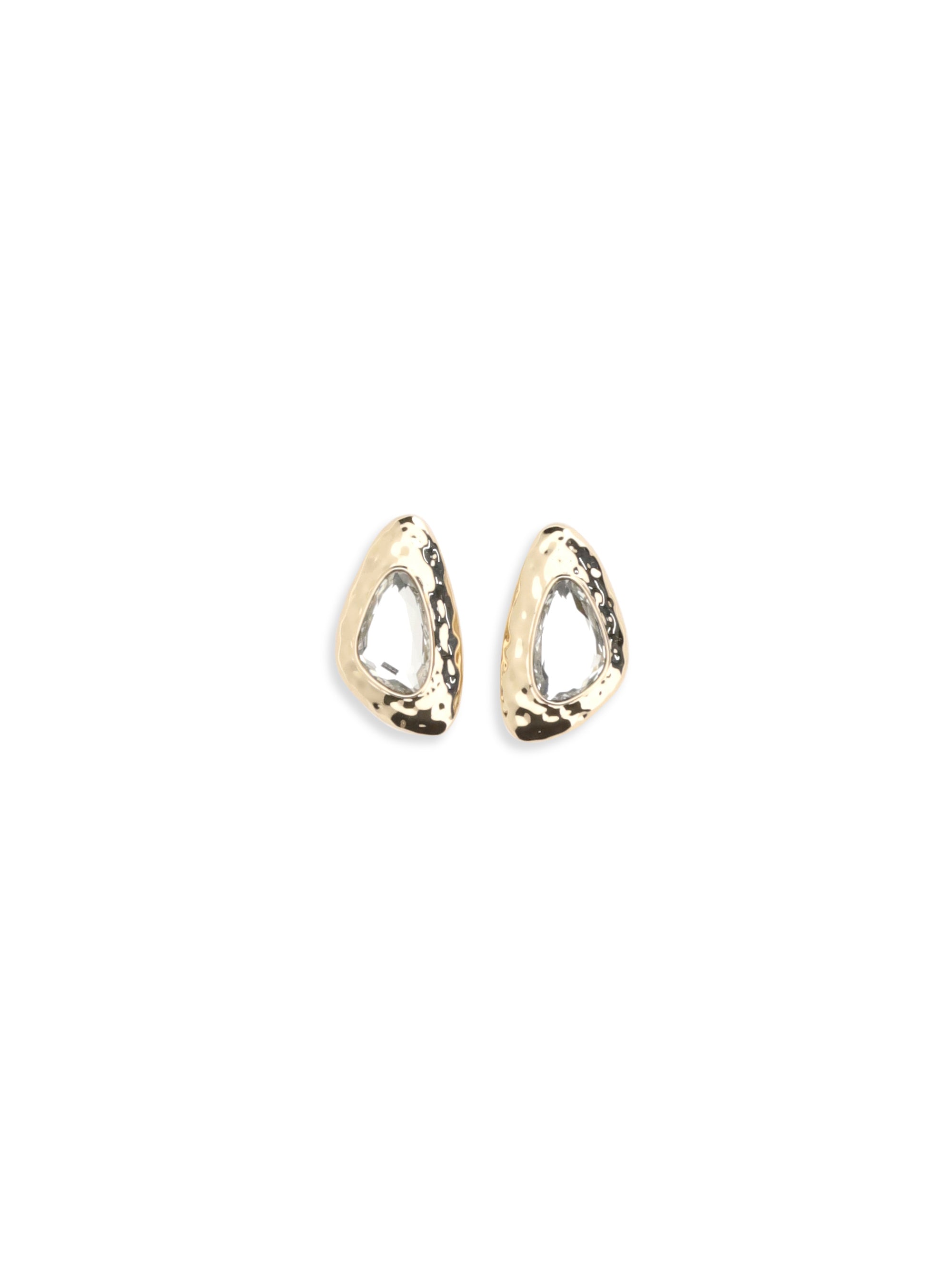 golden hammered crystal earrings
