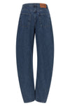 draped barrel leg cotton denim jeans
