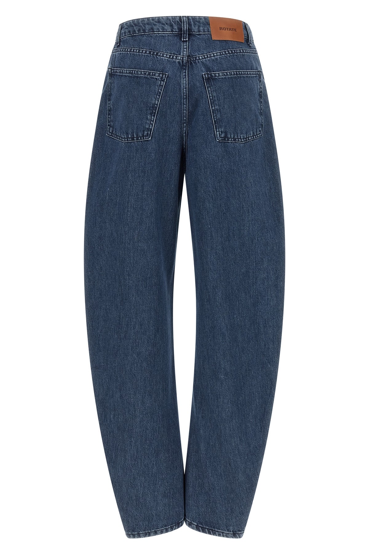 draped barrel leg cotton denim jeans