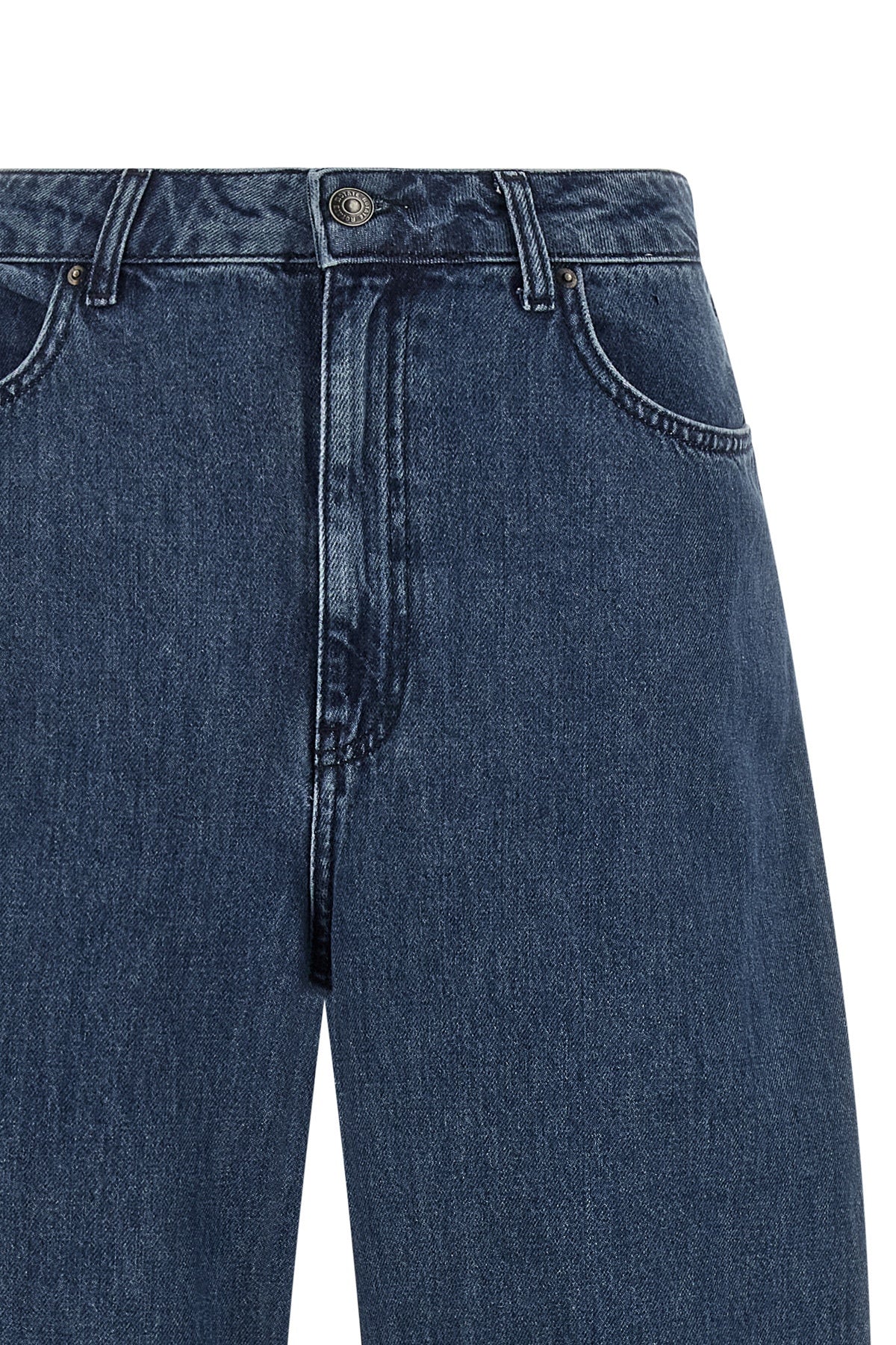 draped barrel leg cotton denim jeans