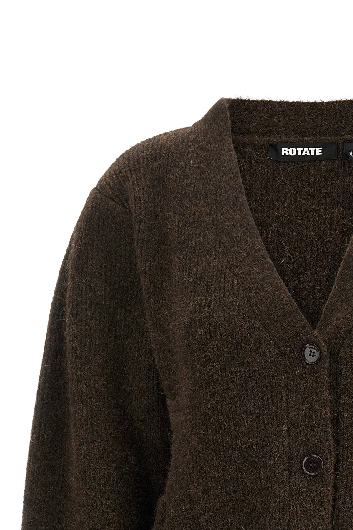 the rotate birger christensen peplum cardigan defines a sculptural silhouette th