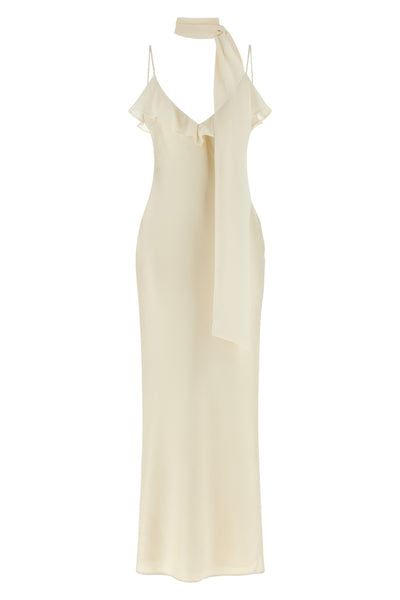 the rotate birger christensen dress redefines evening elegance through a fluid a