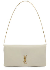 SAINT LAURENT Mini Calypso Leather Shoulder Bag – White