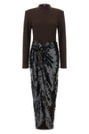 the rotate birger christensen knotted midi dress midi dress defines a bold sil