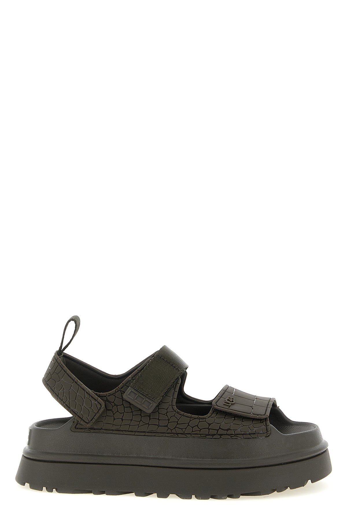 goldenglow embossed embossed crocodile-effect print tpu sandals