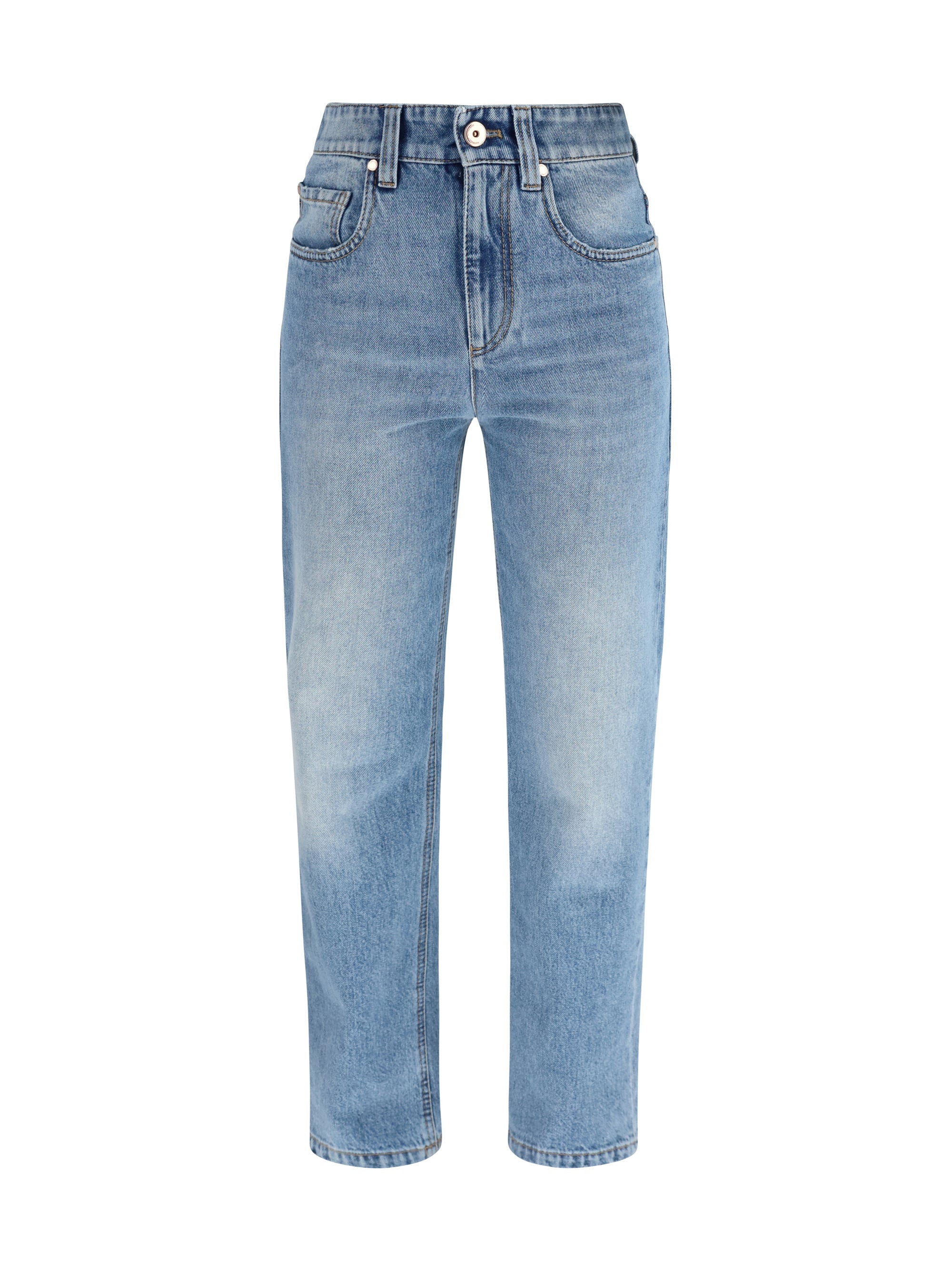 retro denim pants with monili