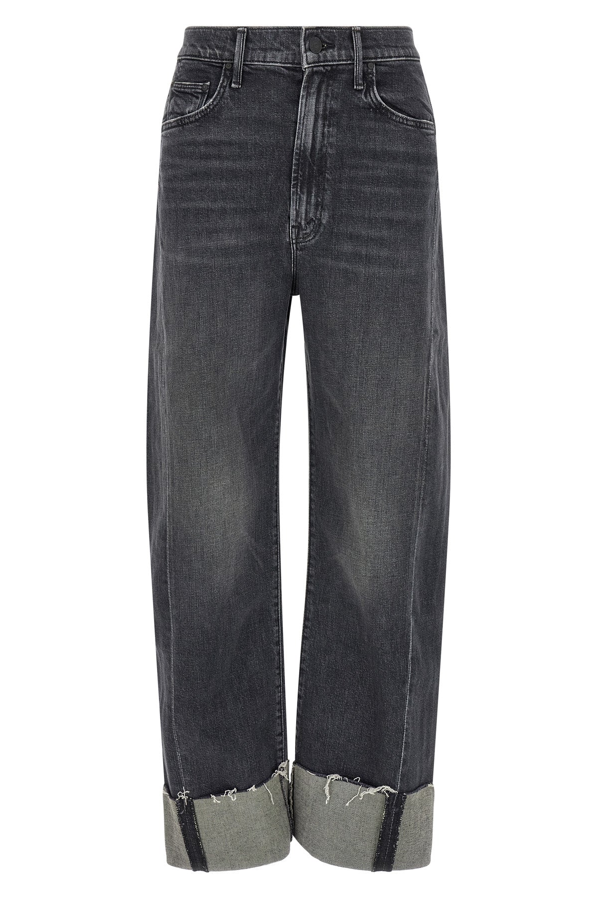 the half pipe cuff mother jeans redefine the casual silhouette through bold prop