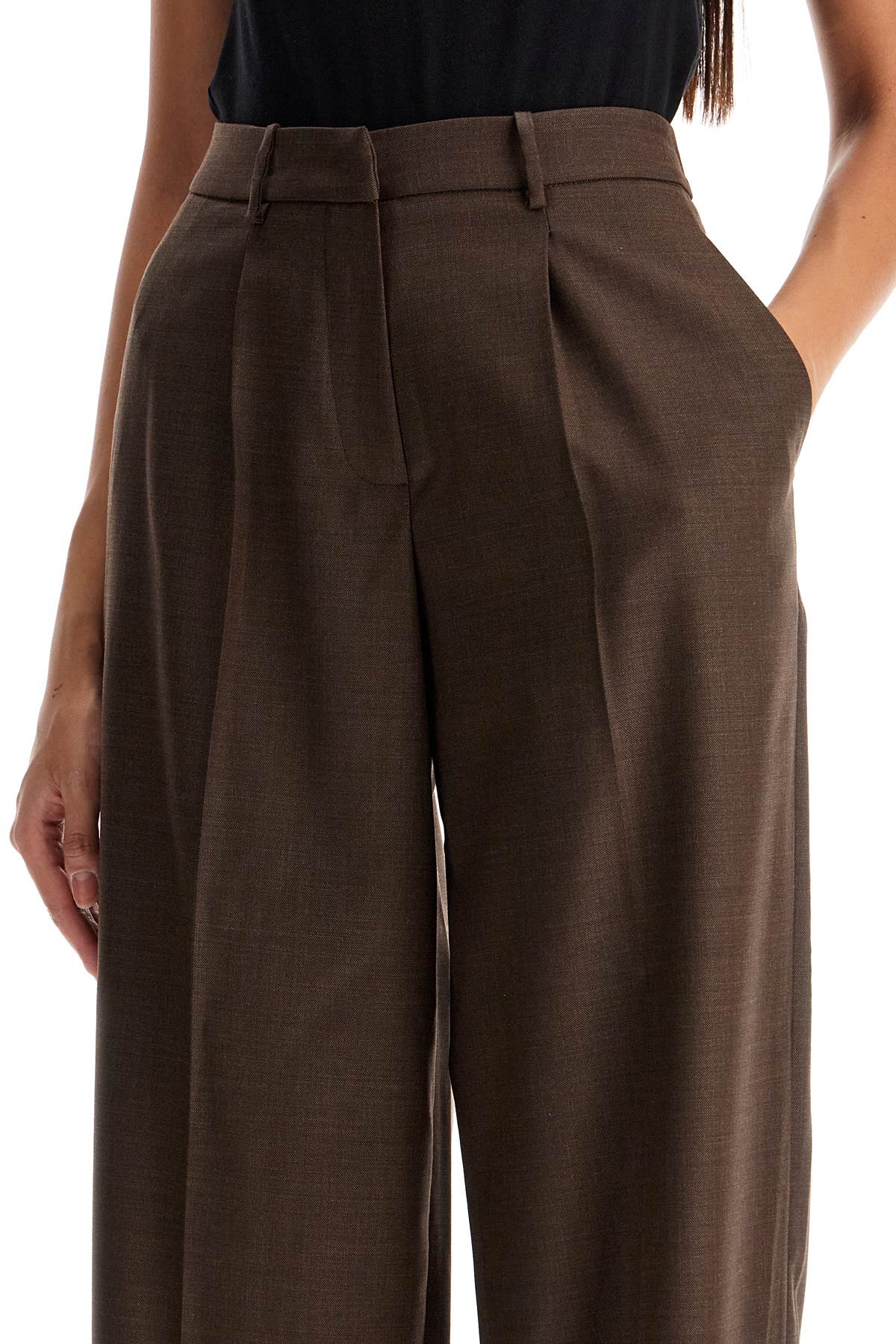 wide stretch wool trousers for comfortable fit