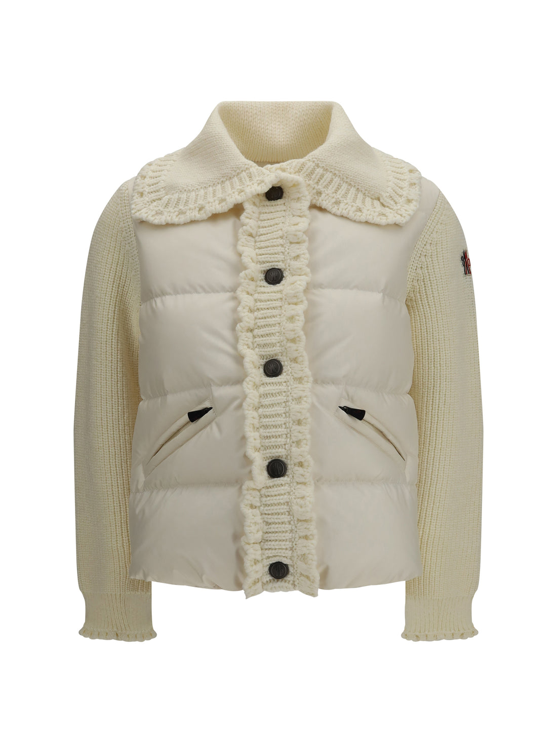 MONCLER GRENOBLE M padded wool-blend cardigan with check quilting