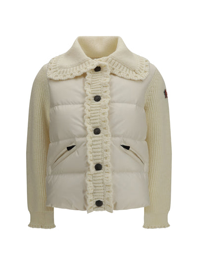 padded wool-blend cardigan with check quilting