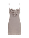 crêpe mini dress with floral appliqués