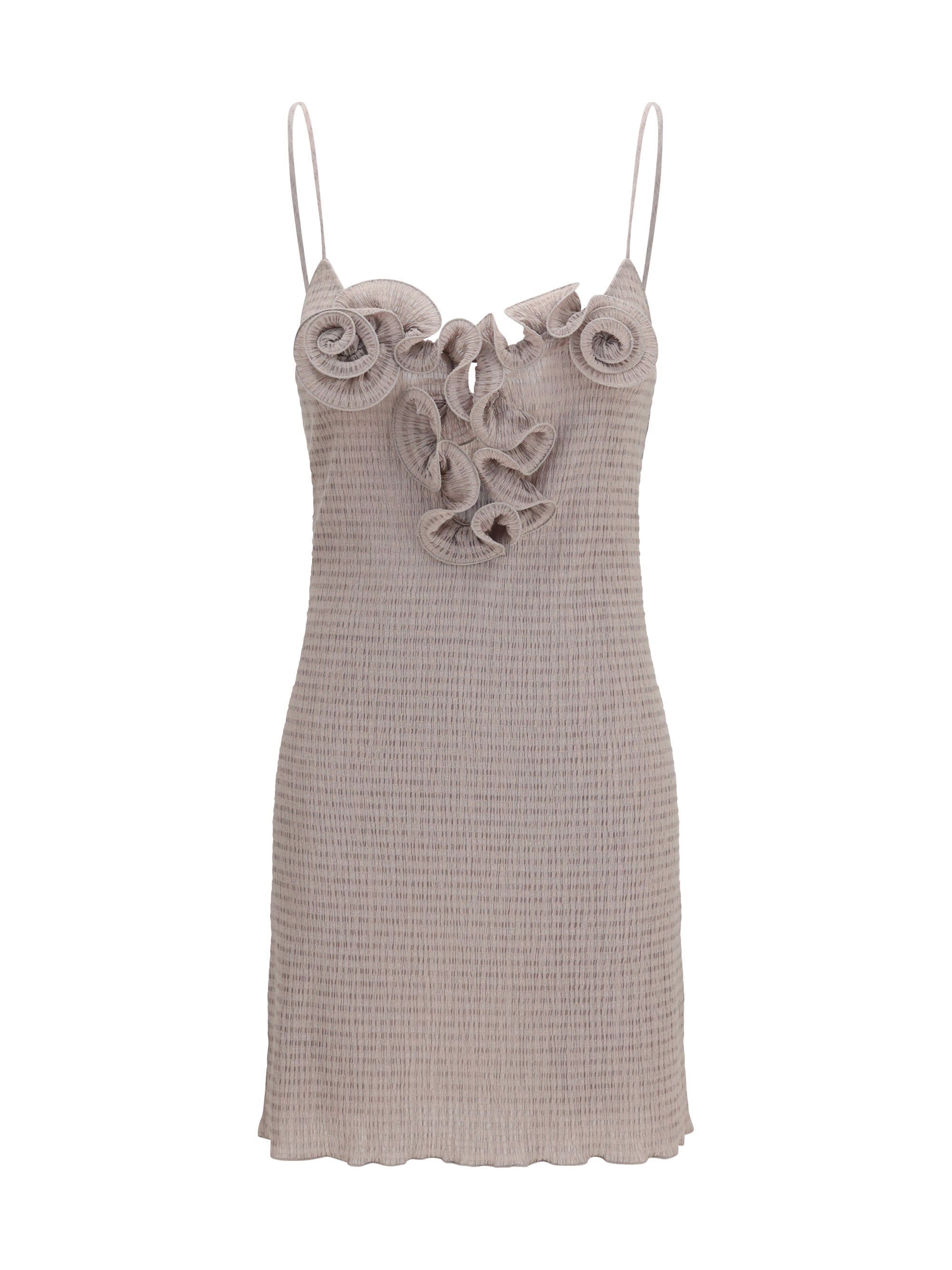 crêpe mini dress with floral appliqués