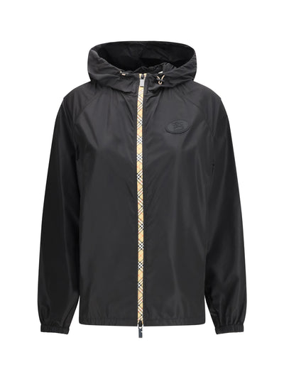 check hooded nylon jacket