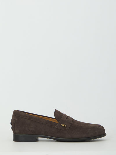 brown suede loafers