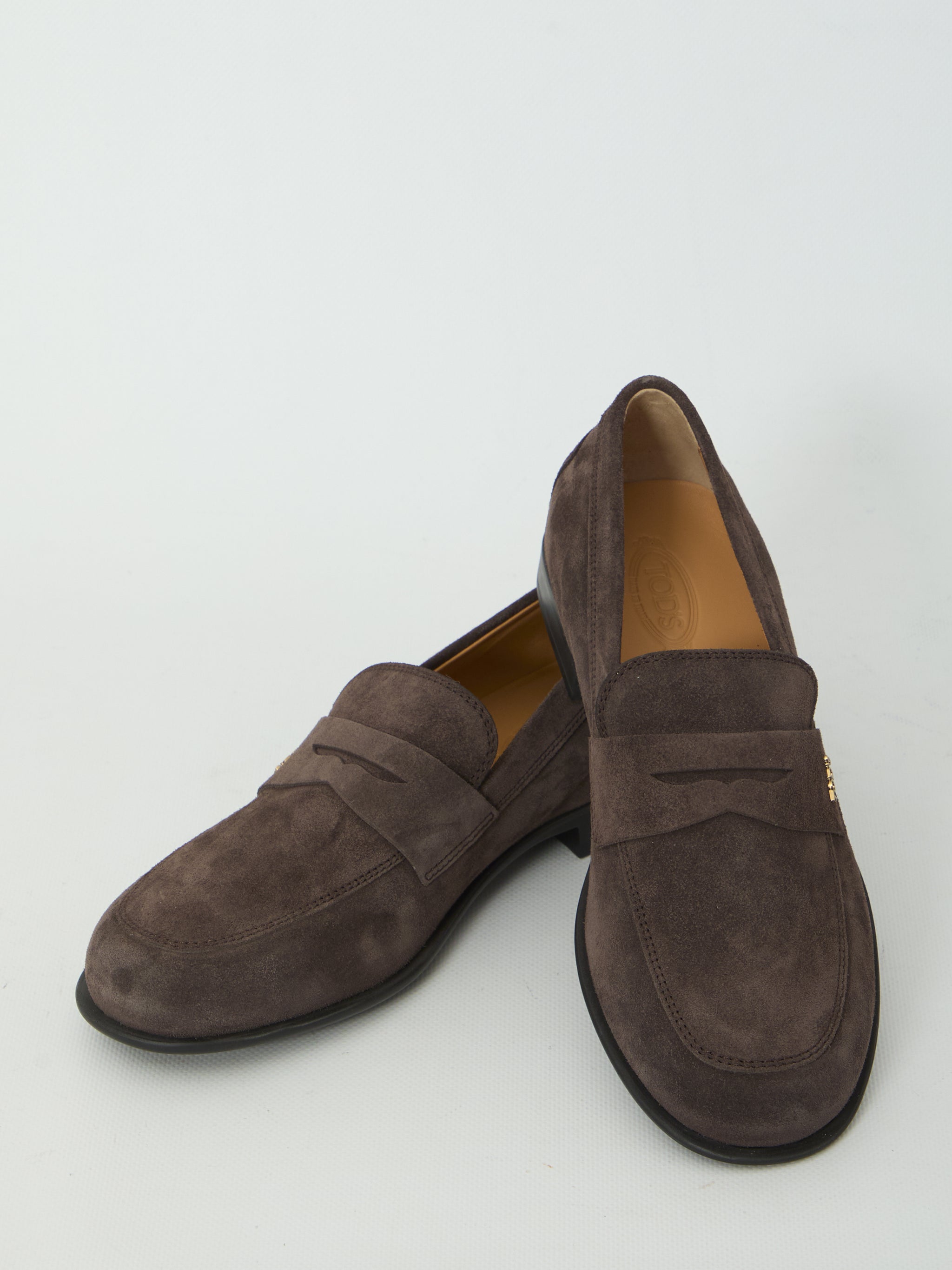 brown suede loafers