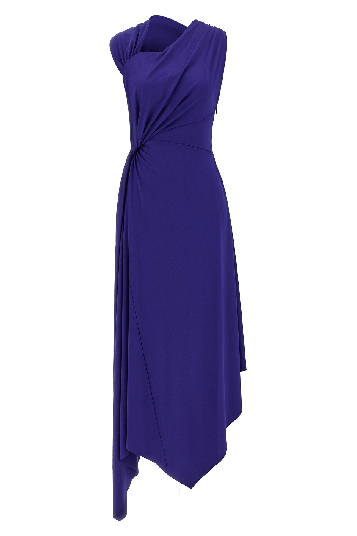 fluid drape midi dress in stretch fabric