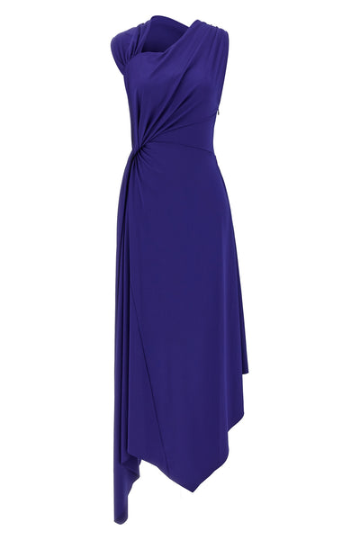 fluid drape midi dress in stretch fabric