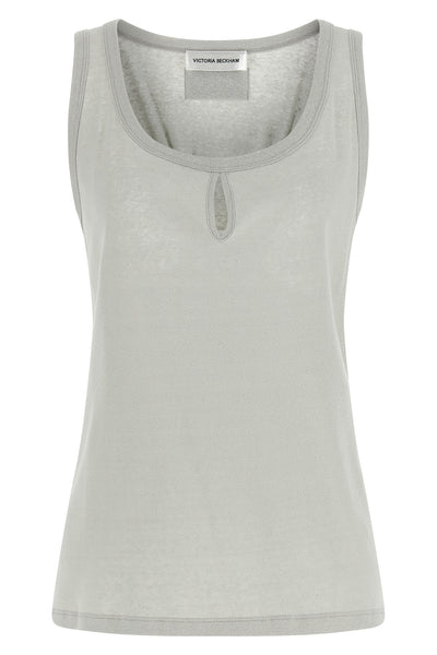 split tank top in cotton and linen blend