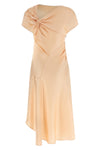 asymmetric twist midi dress in fluid crêpe satin