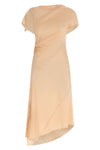 asymmetric twist midi dress in fluid crêpe satin