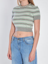 SELF PORTRAIT S striped cropped t-shirt