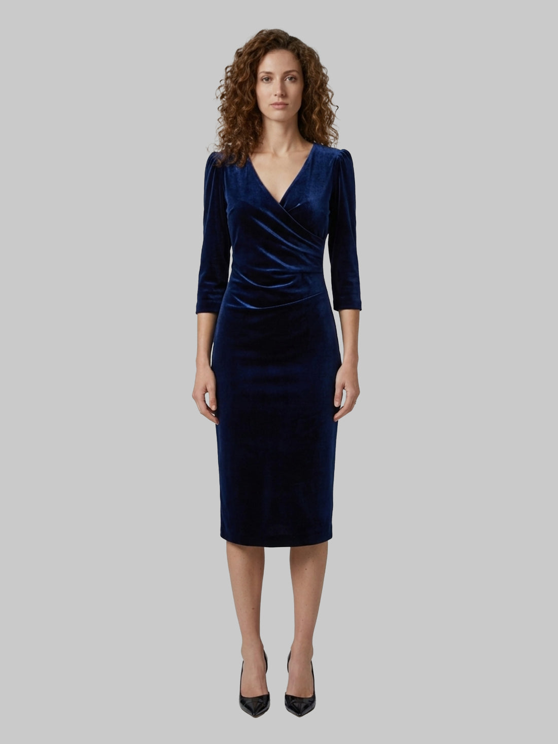SUTTON NEW YORK 40 blue velvet midi dress