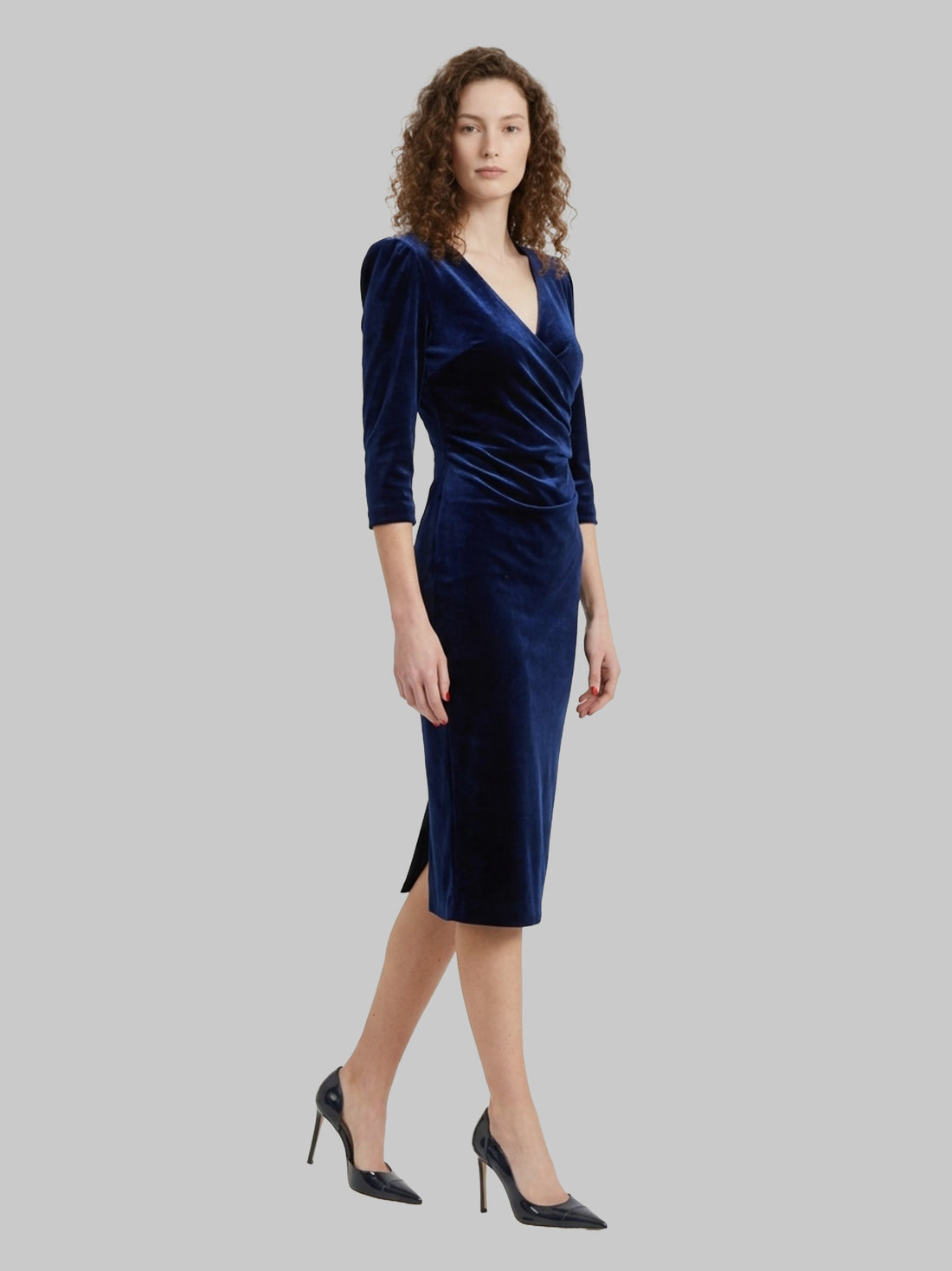 SUTTON NEW YORK 40 blue velvet midi dress