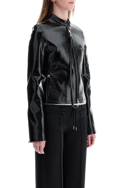 black cotton jacket with high collar and zip