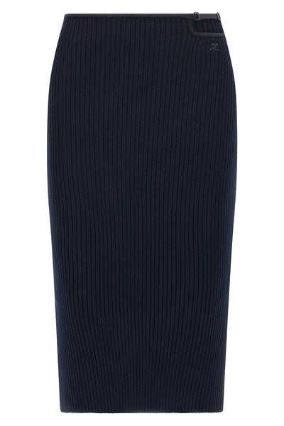 loop rib knit ribbed knit midi skirt