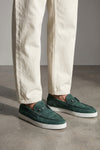 chambeliboat lace up slip-on loafers in grain de poudre nabuck