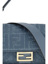 medium woven raffia shoulder bag with ff embroidery