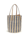 striped raffia bucket bag