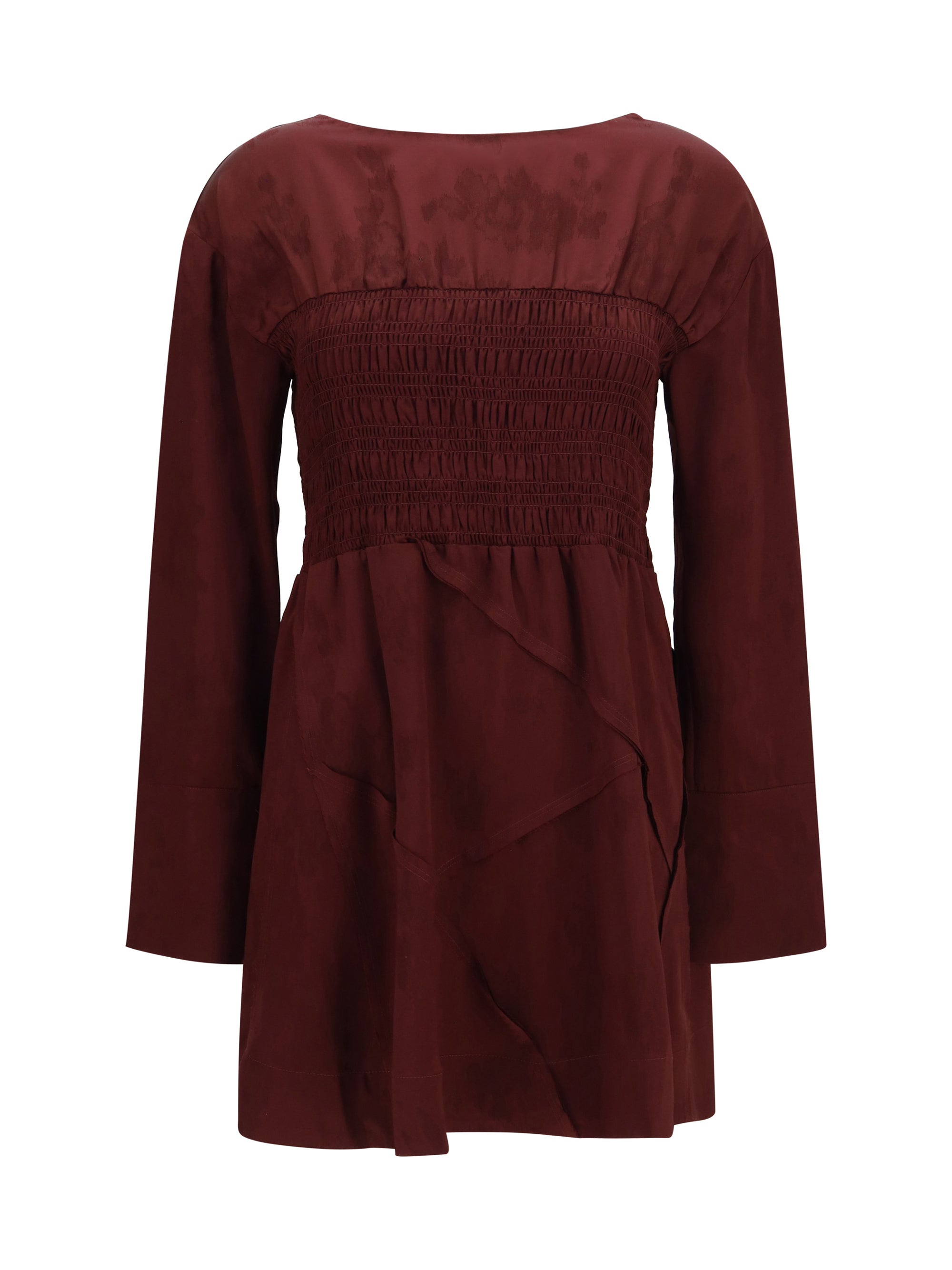 long-sleeve satin mini dress