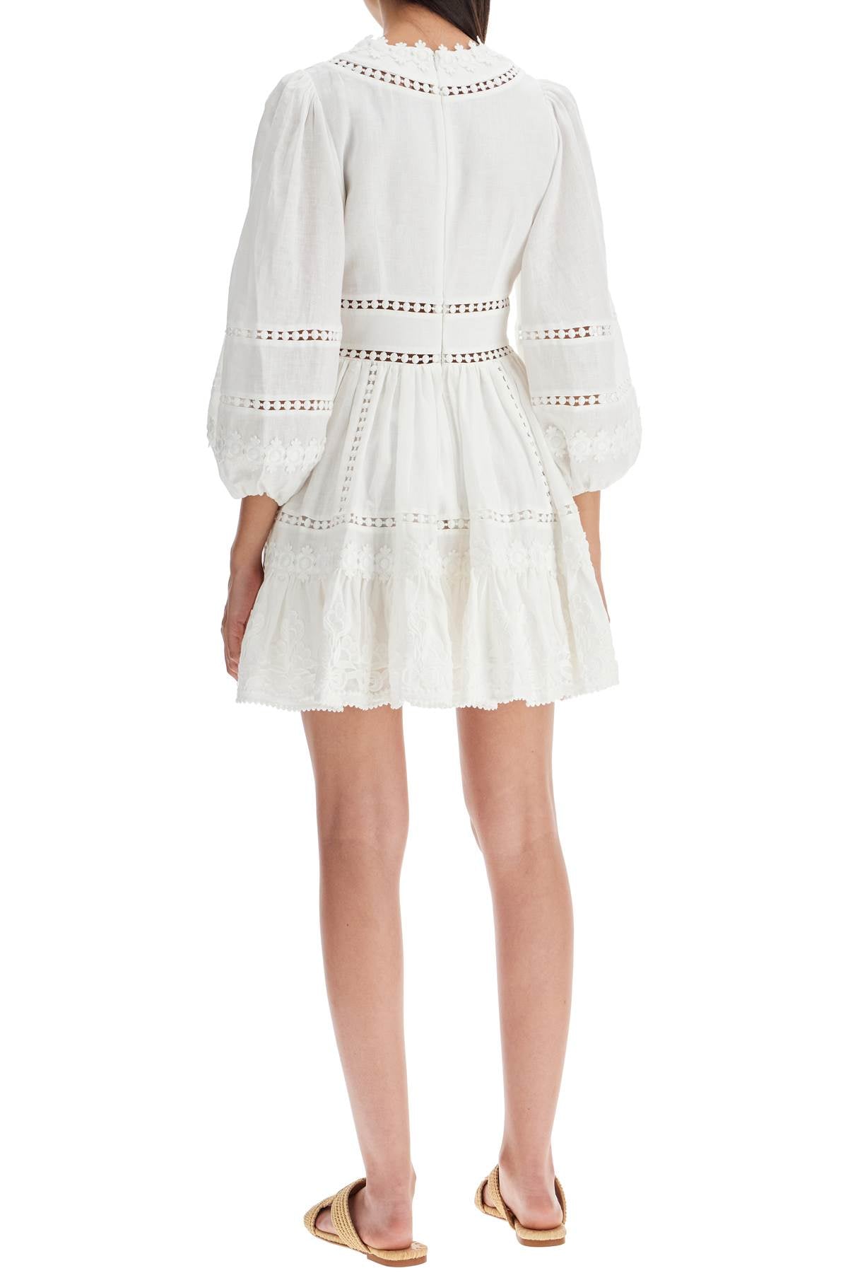 short dress with cutwork embroidery details