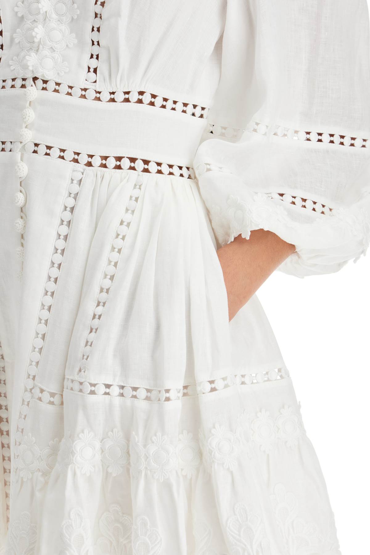 short dress with cutwork embroidery details