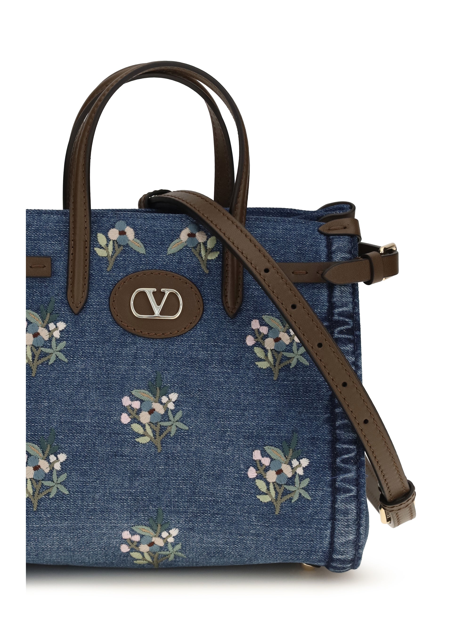 small antibes handbag in embroidered denim