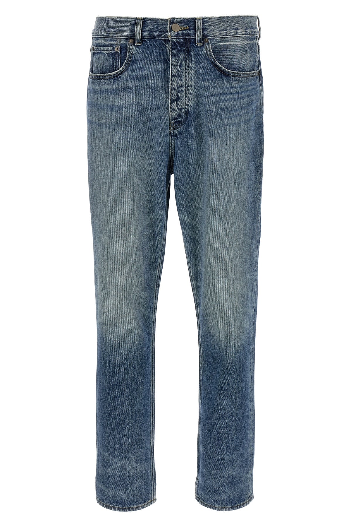 5 pocket stonewashed cotton denim jeans