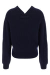 v-neck yoke detail cashmere blend sweater