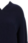 v-neck yoke detail cashmere blend sweater