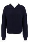 v-neck yoke detail cashmere blend sweater