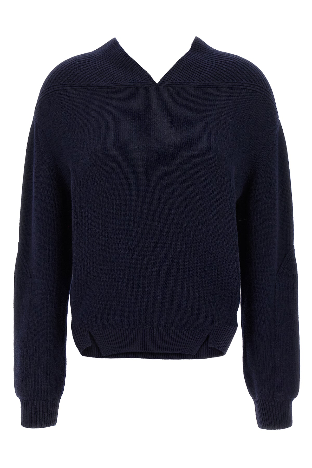 v-neck yoke detail cashmere blend sweater