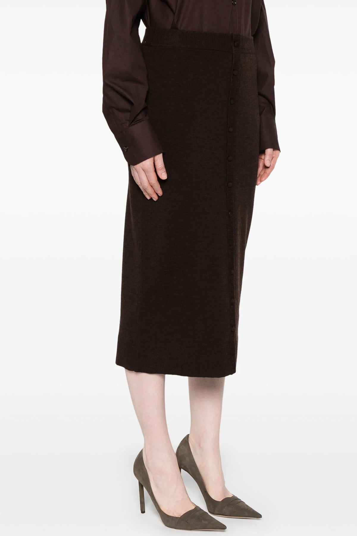 midi skirt in slightly stretch wool knit