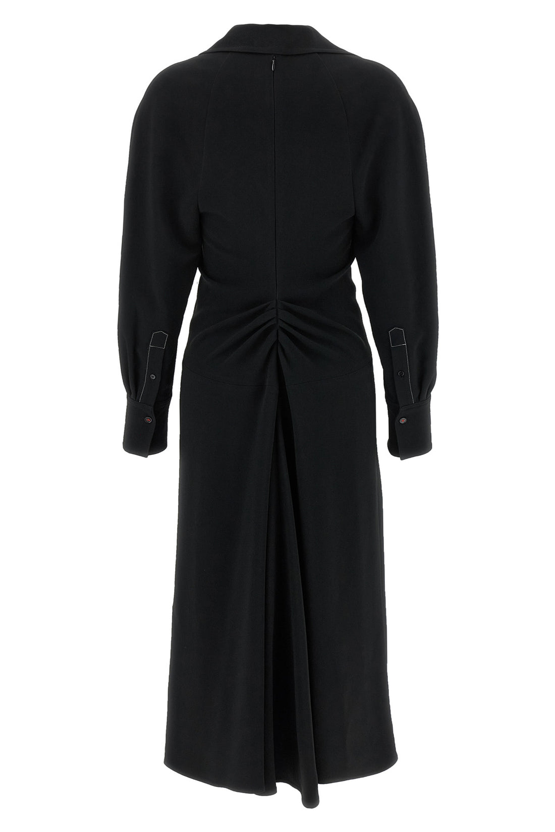 VICTORIA BECKHAM 6 chemiser long sleeve polo collar midi viscose blend dress