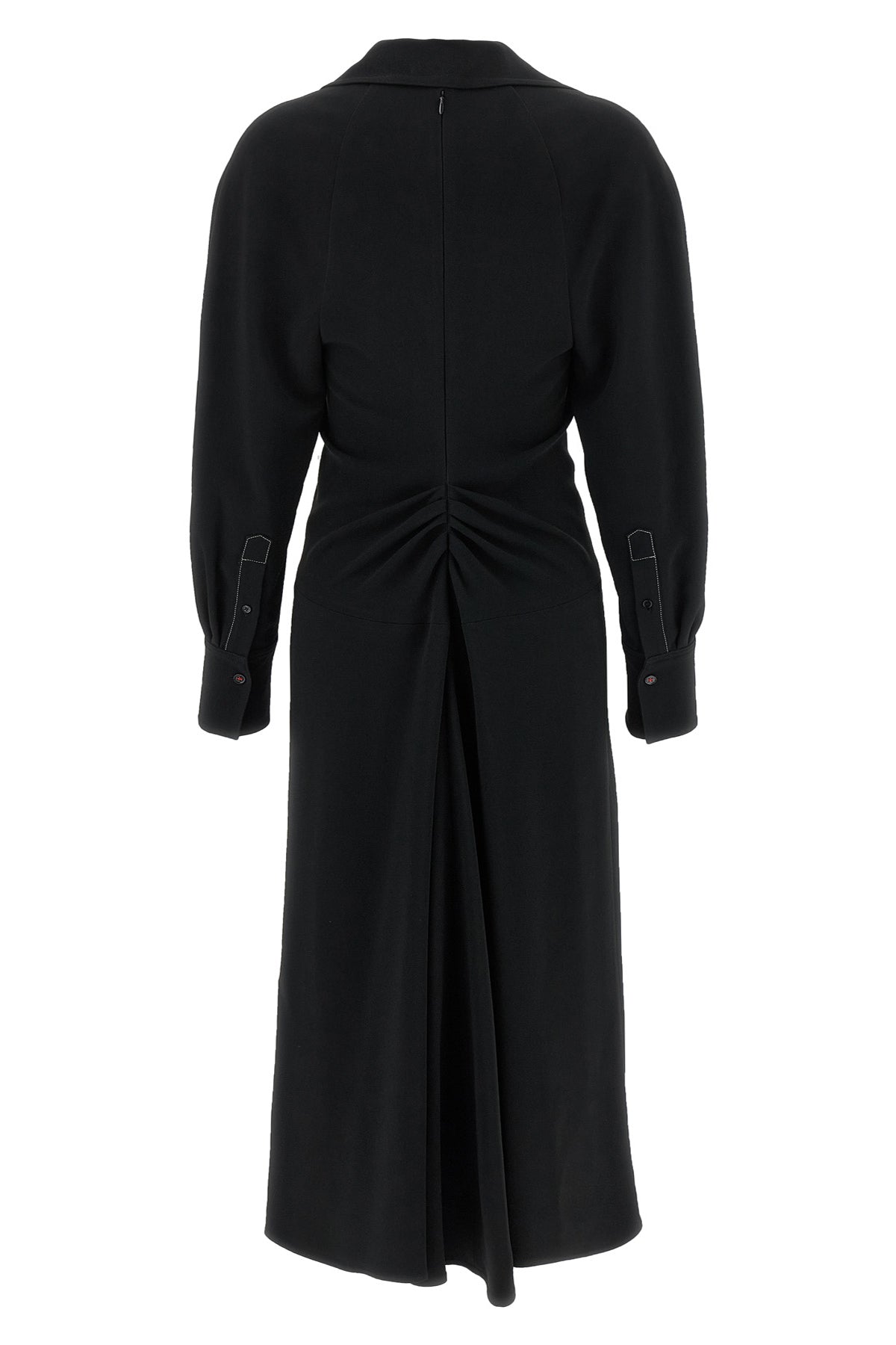 chemiser long sleeve polo collar midi viscose blend dress