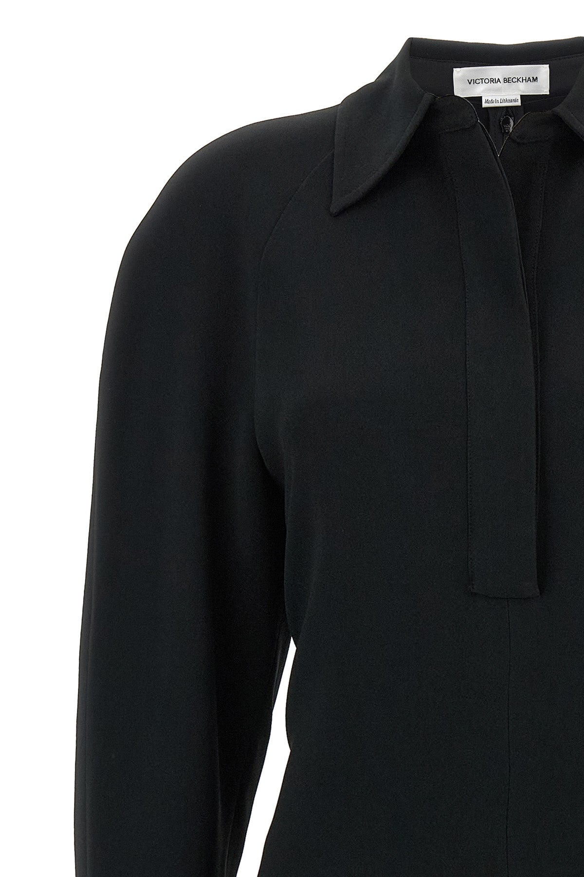 chemiser long sleeve polo collar midi viscose blend dress