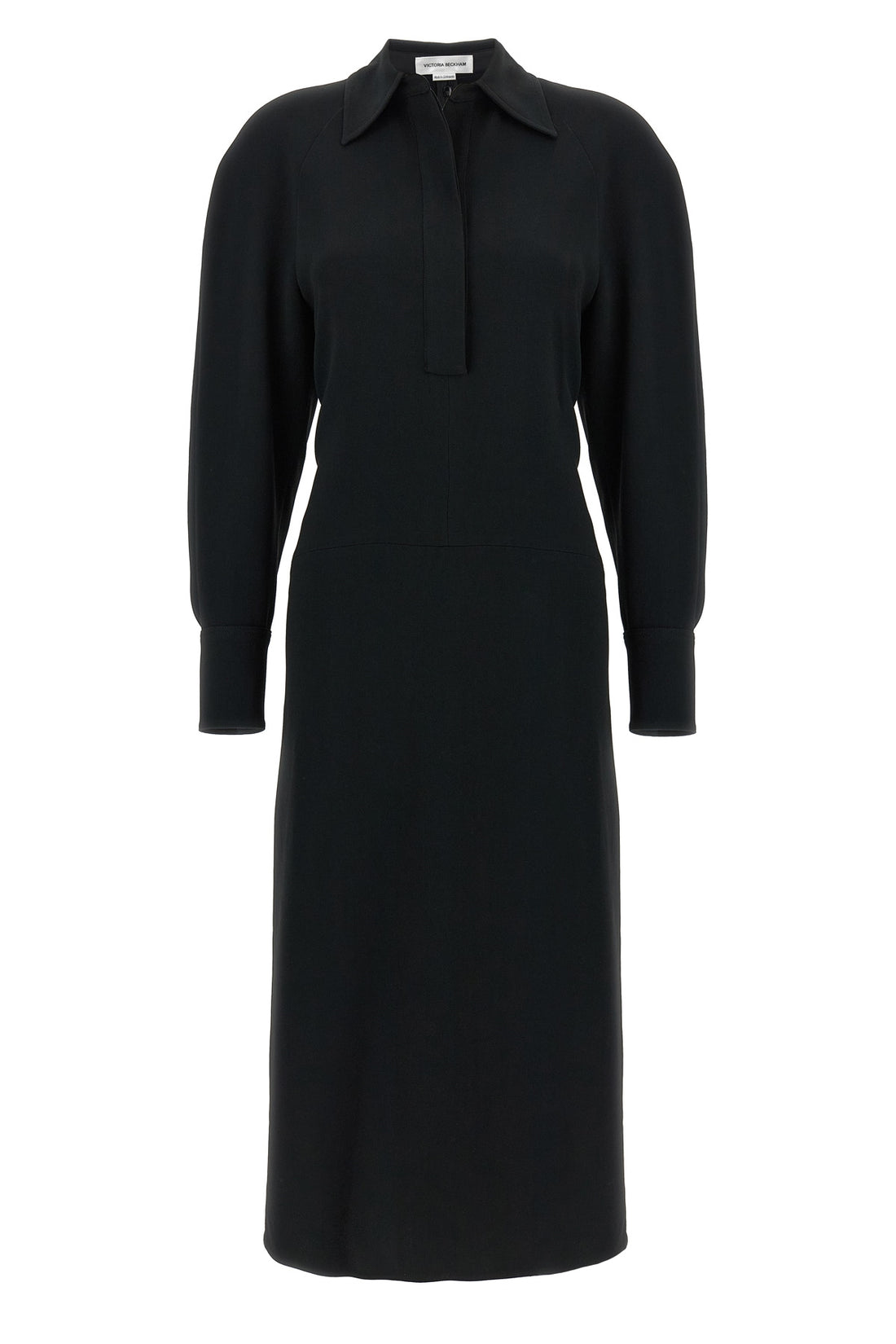 VICTORIA BECKHAM 6 chemiser long sleeve polo collar midi viscose blend dress