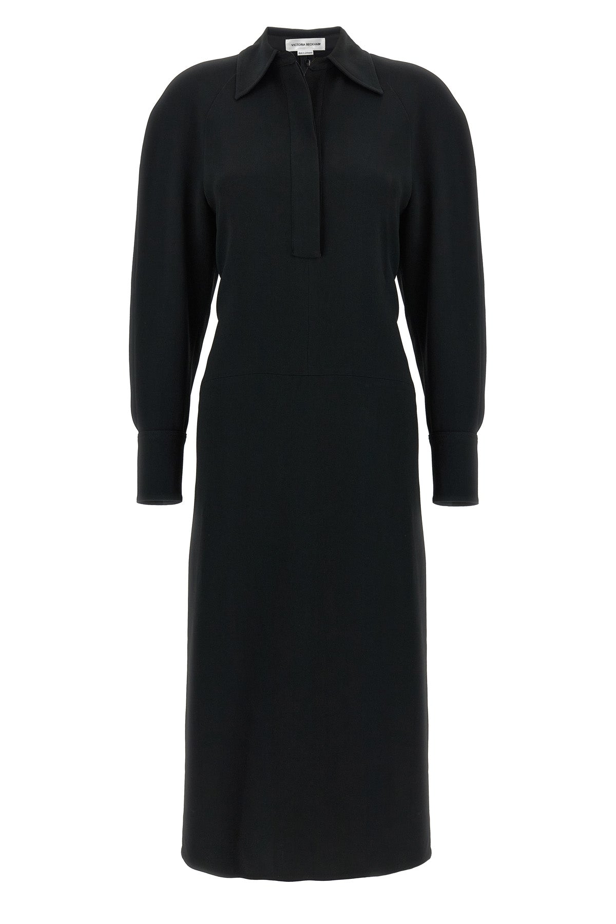 chemiser long sleeve polo collar midi viscose blend dress