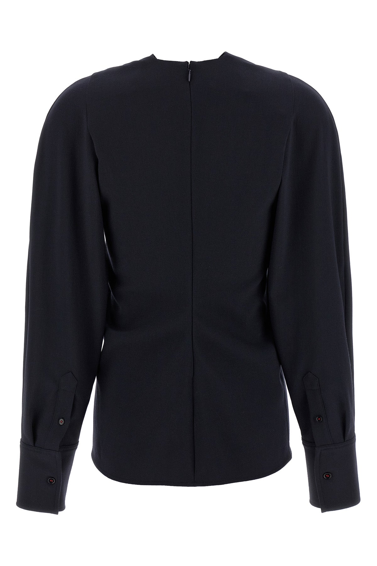 twist detail wool crêpe blouse