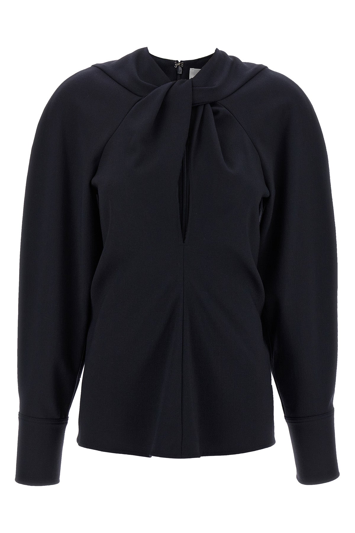twist detail wool crêpe blouse