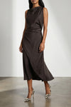 kyra crêpe satin midi dress draped